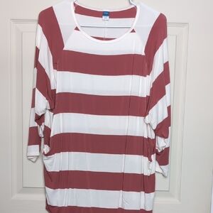 Old Navy Women's Long Sleeve Top - Red and White Stripes